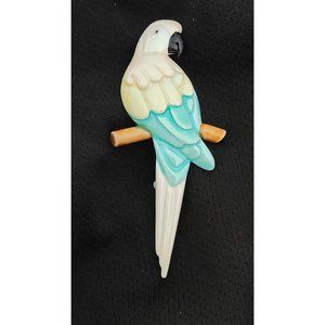 Vintage Park Lane Signed Pastel Parrot Tropical Bird Brooch Pin Estate luster